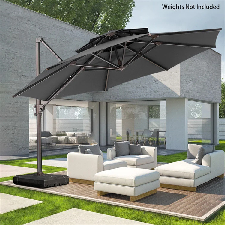 12 jalkaa kaksinkertainen uloke-offset patiosateenvarjo