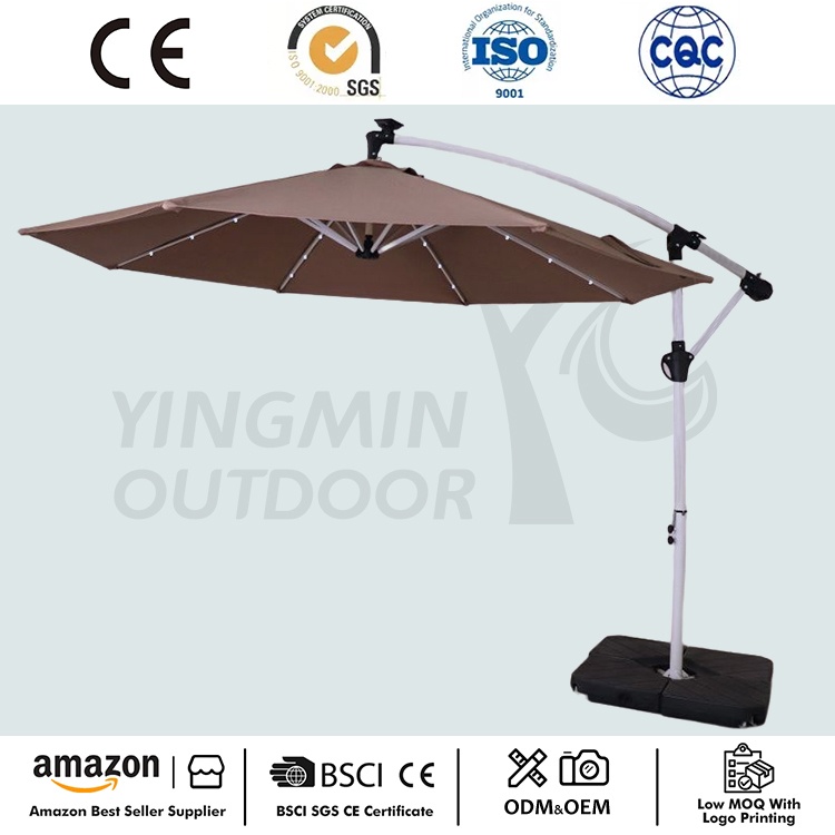 Uusin 10 FT Patio Cantilever Solar LED sateenvarjo